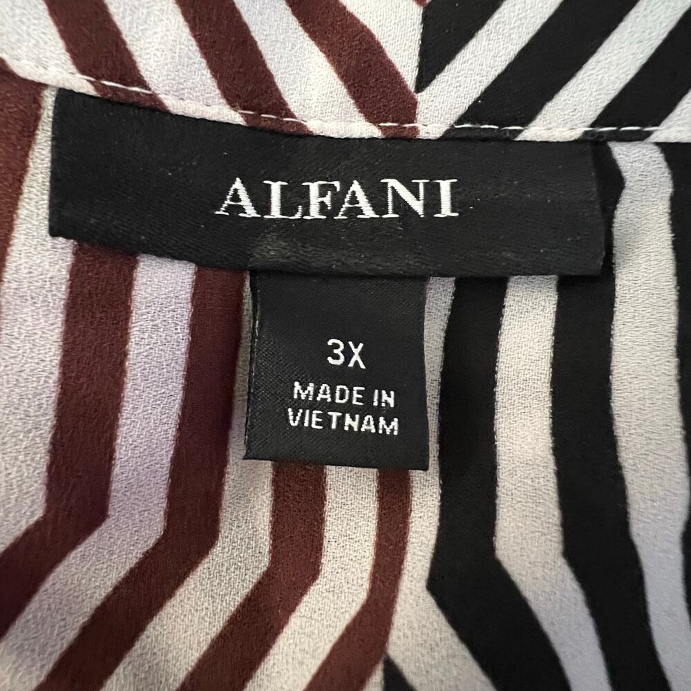 Alfani Artsty Geo Collared Button Down A Line Career Blouse | Women's Size 3X - Picture 4 of 9